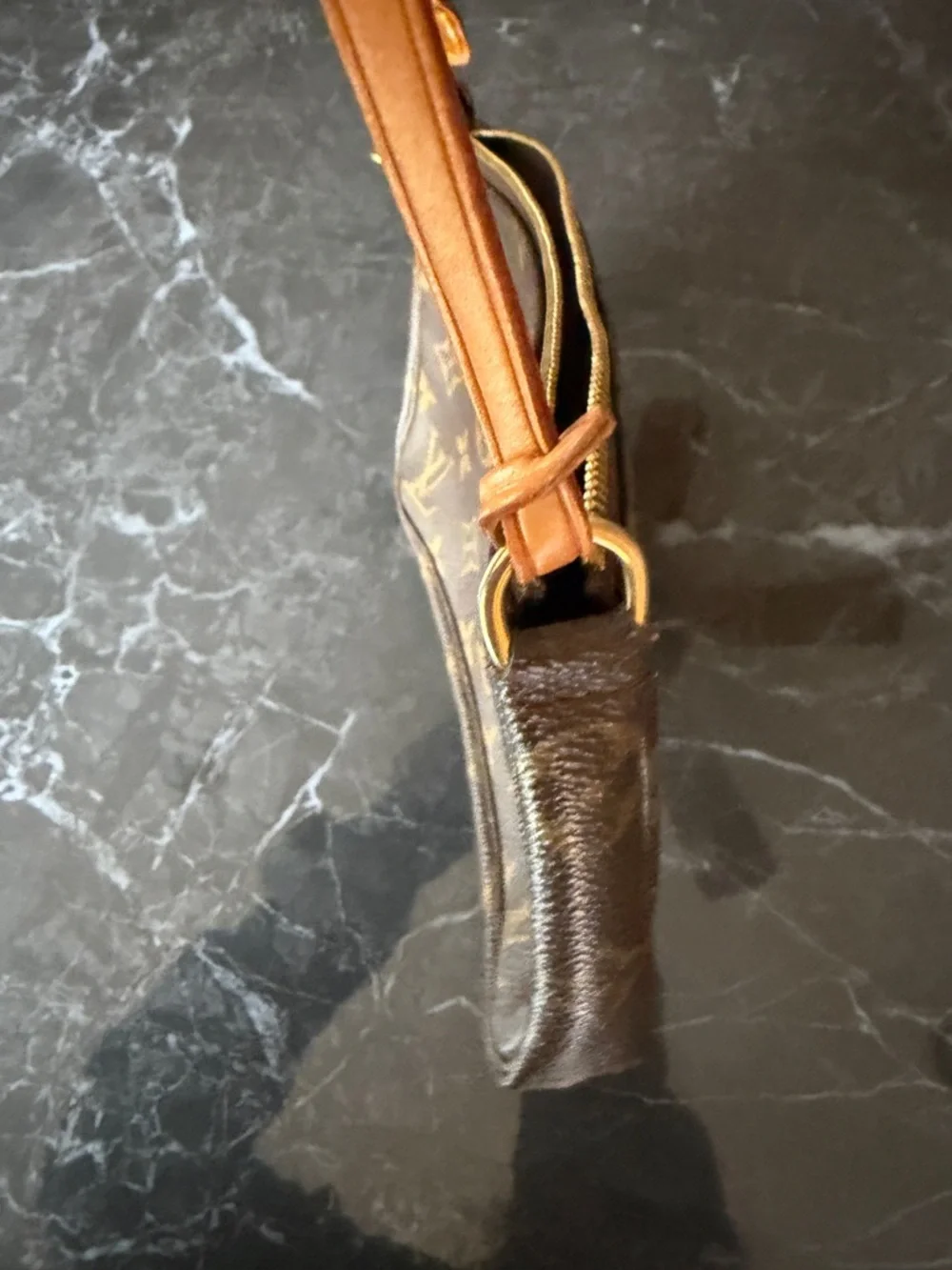 Louis Vuitton Monogram Canvas Mini Pochette with Tan Strap - Picture 3 of 12